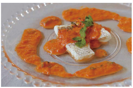 シチリア風白身魚のトマトミントクリームソース